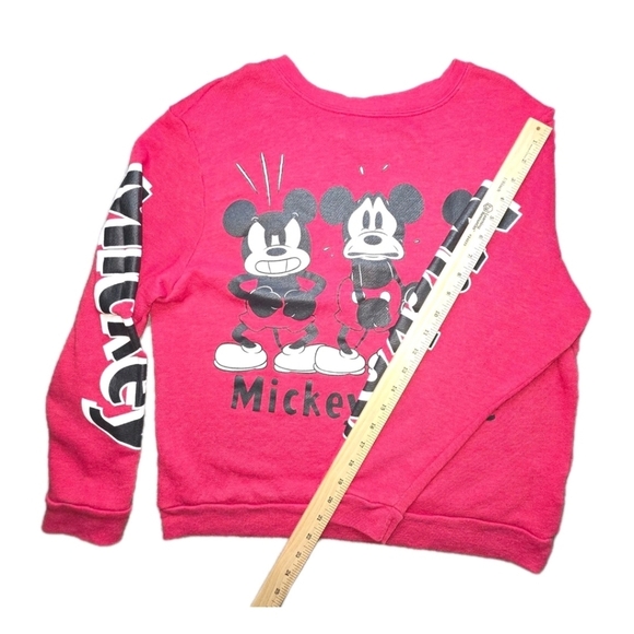 Disney Mickey Mouse Sweatshirt Junior XL 15/17 Red Crewneck Pullover - Picture 3 of 5